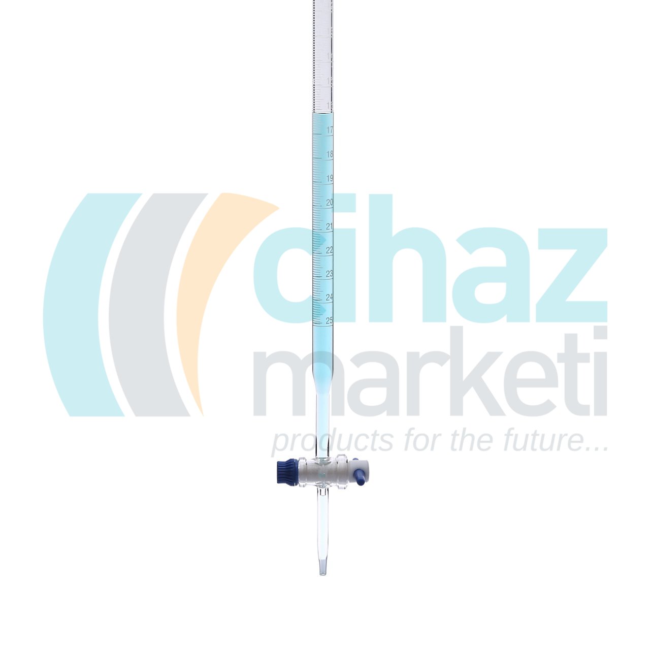 CMTECH Cam Büret - 25 ml 0.10 ml Taksimat Teflon Musluk
