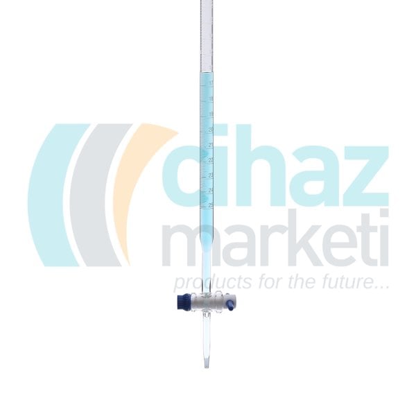 CMTECH Cam Büret - 25 ml 0.10 ml Taksimat Teflon Musluk