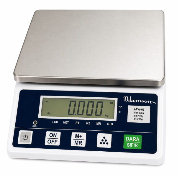 Dikomsan ATW-06-15 Tartım Terazisi 3 Kademeli Otomatik Taksimat 3 kg / 1 g ~ 6 kg / 2 g ~ 15 kg / 5 g