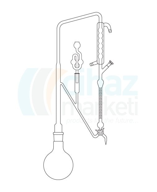 Çalışkan Cam Teknik LG028.01.0200 Clevenger Düzeneği 2000 ml Hacim, 1 ml Ölçü Tüpü Hacmi