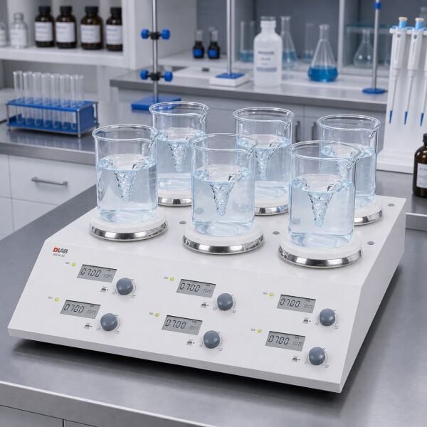 DLAB MS-M-S6 6 Bölmeli Dijital Manyetik Karıştırıcı 200 ~ 1500 rpm / 6 x 3 L